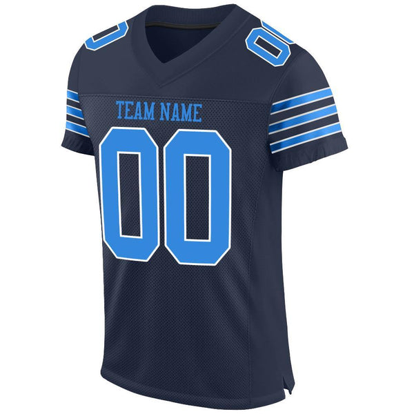 Custom Navy Powder Blue-White Mesh Authentic Football Jersey alternate