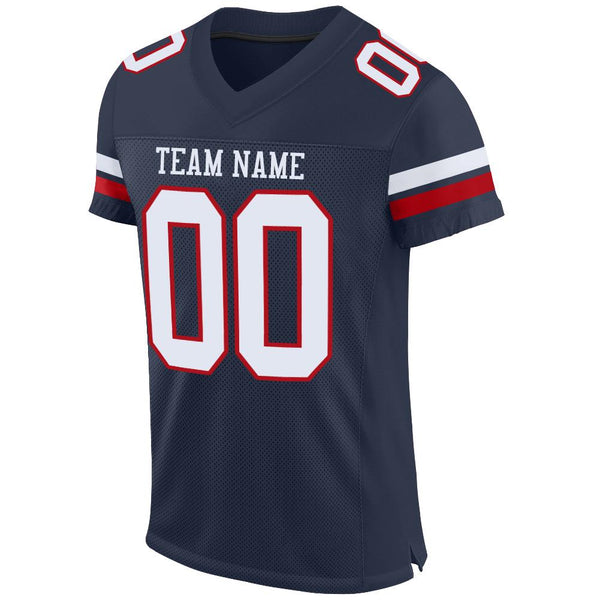 Custom Navy White-Red Mesh Authentic Football Jersey alternate