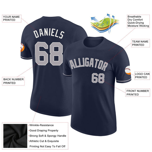 Custom Navy Gray-White Performance T-Shirt alternate