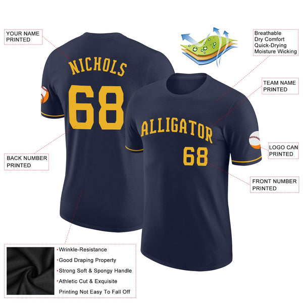 Custom Navy Gold Performance T-Shirt alternate