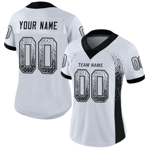 Custom White Black-Silver Drift Fashion Football Jersey alternate