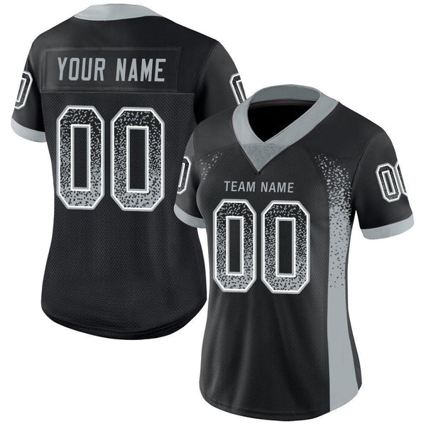 Custom Black Silver-White Drift Fashion Football Jersey alternate