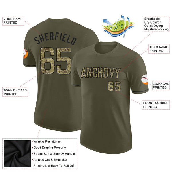 Custom Olive Camo-Black Performance Salute To Service T-Shirt alternate