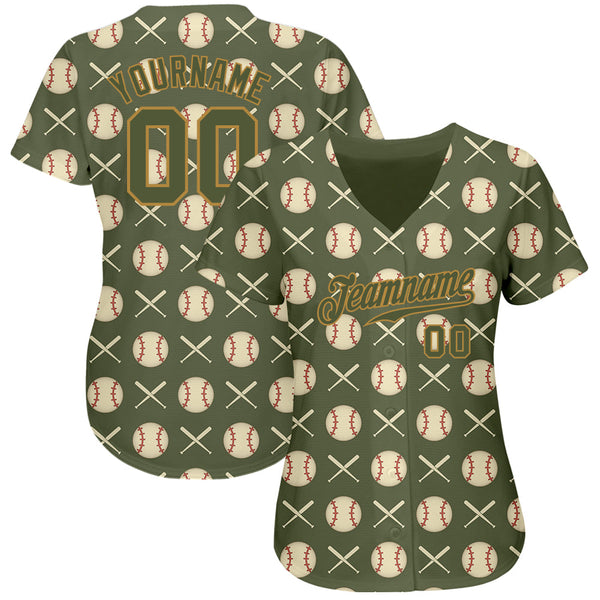 Custom Olive Olive-Old Gold 3D Pattern Design Authentic Salute To Service Baseball Jersey alternate