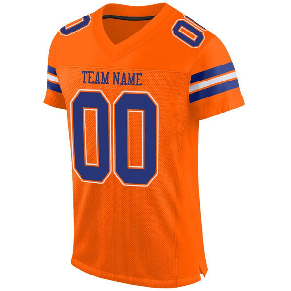 Custom Orange Royal-White Mesh Authentic Football Jersey alternate