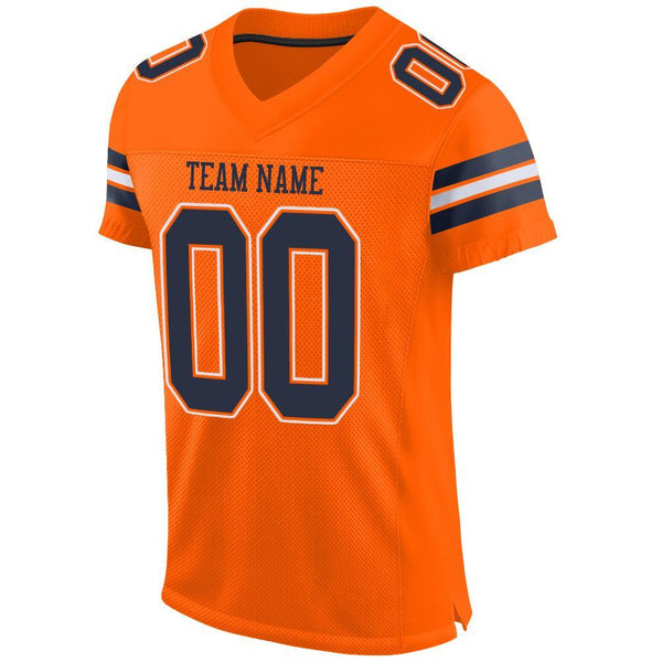 Custom Orange Navy-White Mesh Authentic Football Jersey alternate
