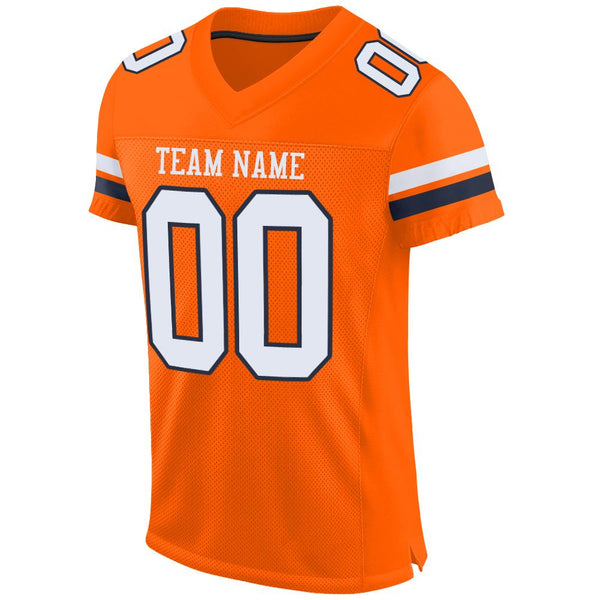 Custom Orange White-Navy Mesh Authentic Football Jersey alternate