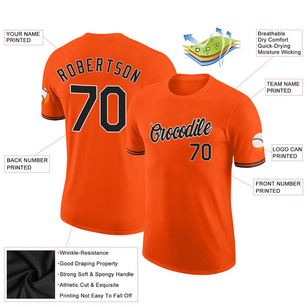 Custom Orange Black-White Performance T-Shirt alternate