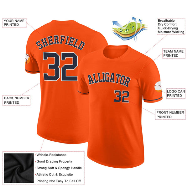 Custom Orange Navy-White Performance T-Shirt alternate