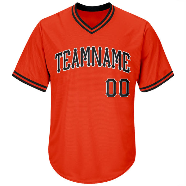 Custom Orange Black-White Authentic Throwback Rib-Knit Baseball Jersey Shirt alternate
