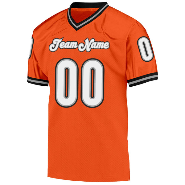 Custom Orange White-Black Mesh Authentic Throwback Football Jersey alternate