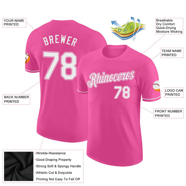 Custom Pink White Performance T-Shirt alternate
