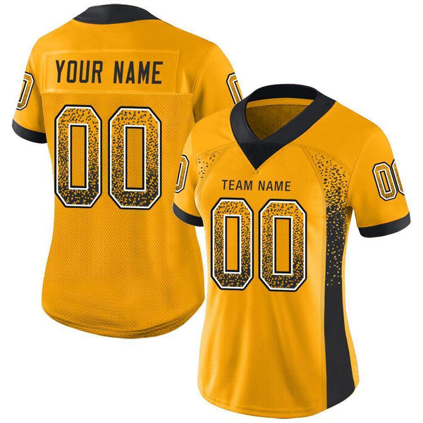 Custom Gold Black-White Drift Fashion Football Jersey alternate