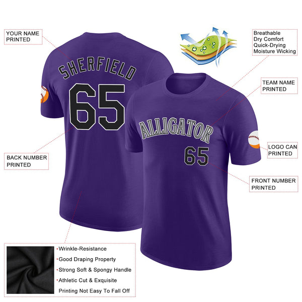 Custom Purple Black-Gray Performance T-Shirt alternate