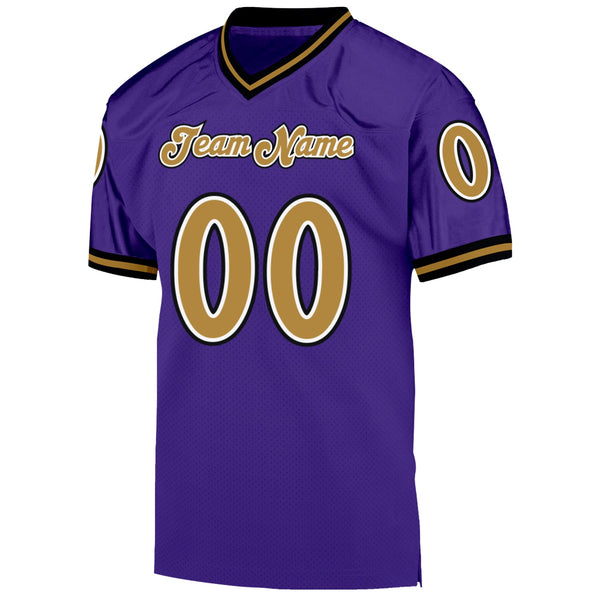 Custom Purple Old Gold-Black Mesh Authentic Throwback Football Jersey alternate