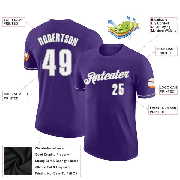 Custom Purple White-Gray Performance T-Shirt alternate