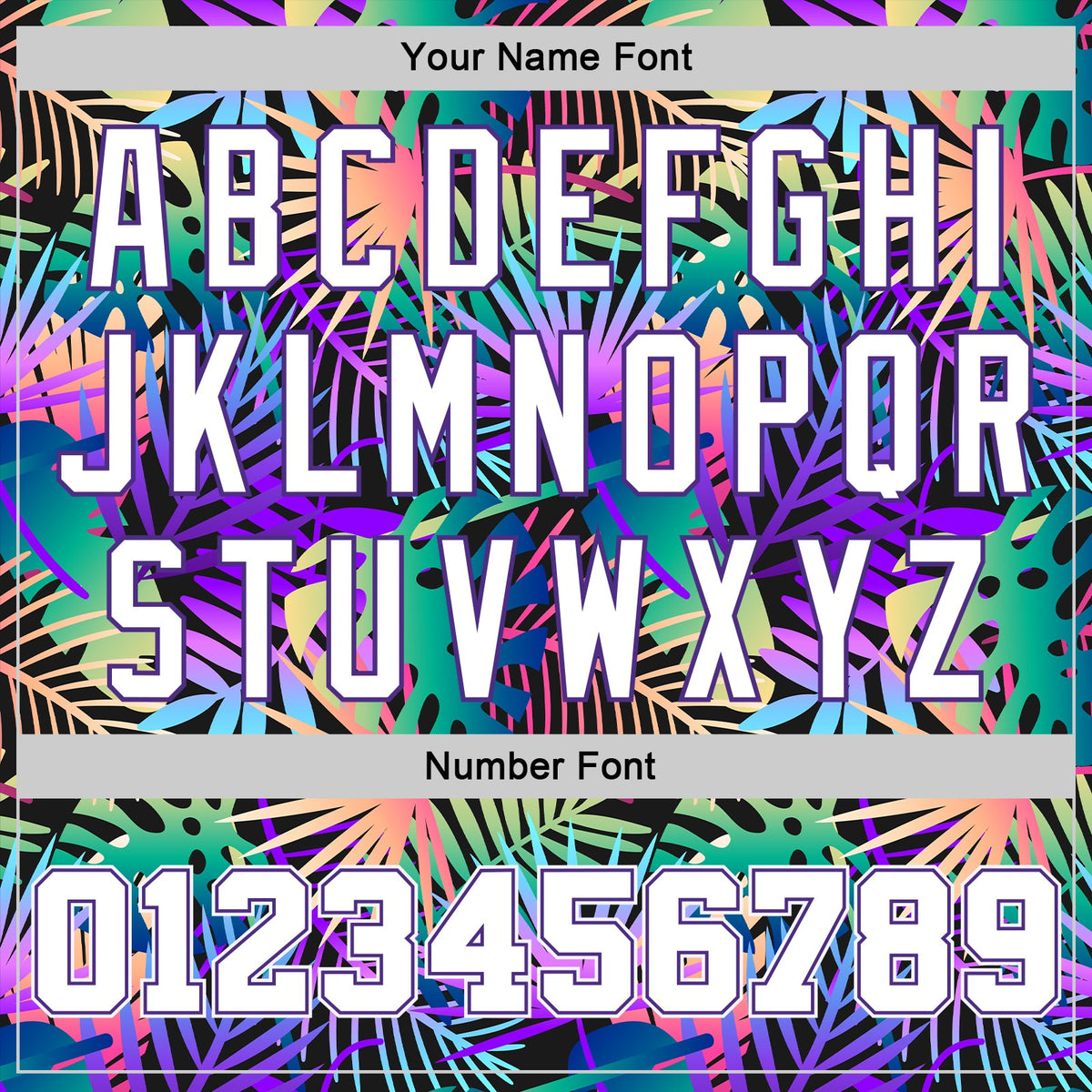 Custom Purple White-Purple 3D Pattern Tropical Hawaii Plants Authentic Basketball Jersey - Detail