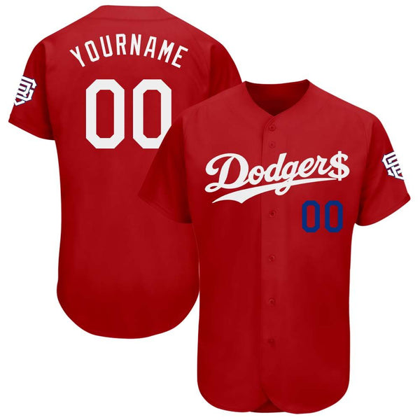 Custom Red White-Royal Dodgers Authentic Baseball Jersey