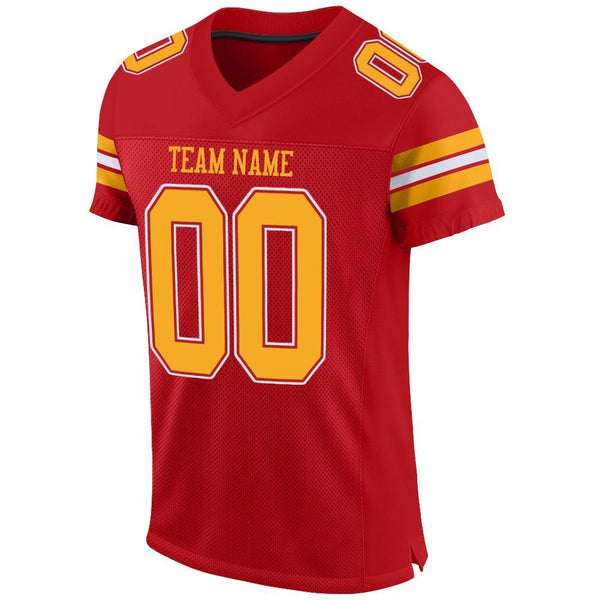Custom Red Gold-White Mesh Authentic Football Jersey alternate
