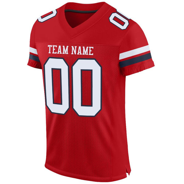 Custom Red White-Navy Mesh Authentic Football Jersey alternate