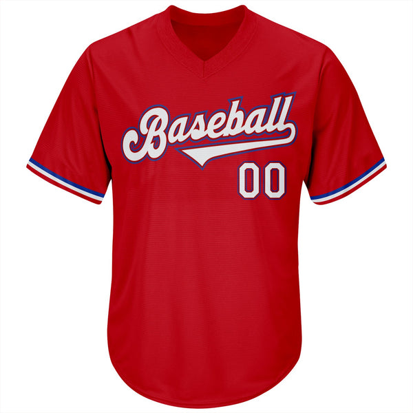 Custom Red White-Royal Authentic Throwback Rib-Knit Baseball Jersey Shirt alternate