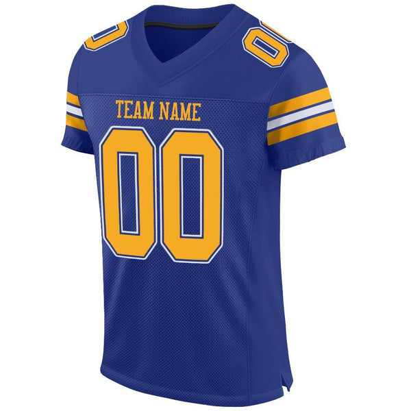 Custom Royal Gold-White Mesh Authentic Football Jersey alternate