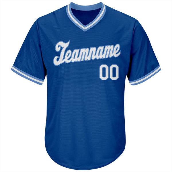 Custom Royal White-Light Blue Authentic Throwback Rib-Knit Baseball Jersey Shirt alternate