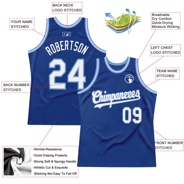 Custom Royal White-Light Blue Authentic Throwback Basketball Jersey alternate