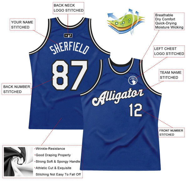 Custom Royal White-Black Authentic Throwback Basketball Jersey alternate