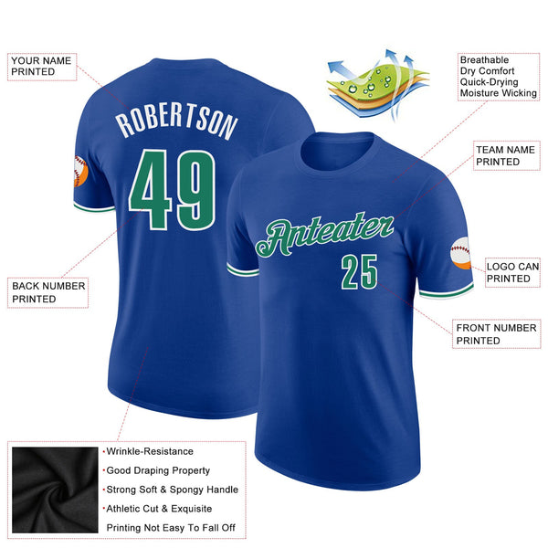 Custom Royal Kelly Green-White Performance T-Shirt alternate