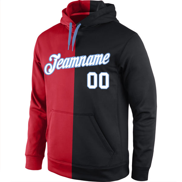 Custom Stitched Red White-Black Split Fashion Sports Pullover Sweatshirt Hoodie alternate