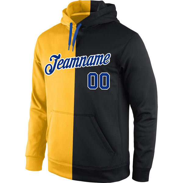 Custom Stitched Gold Royal-Black Split Fashion Sports Pullover Sweatshirt Hoodie alternate