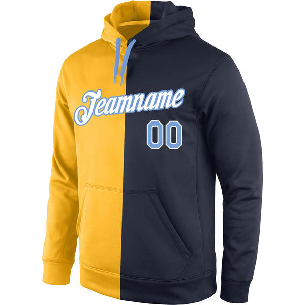 Custom Stitched Gold Light Blue-Navy Split Fashion Sports Pullover Sweatshirt Hoodie alternate