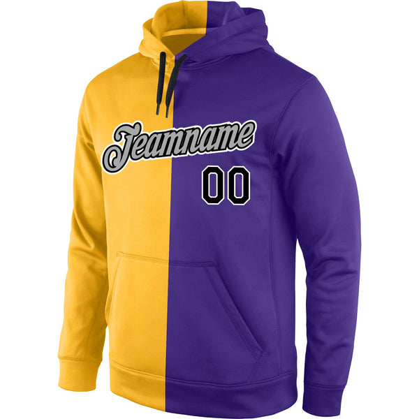 Custom Stitched Gold Black-Purple Split Fashion Sports Pullover Sweatshirt Hoodie alternate