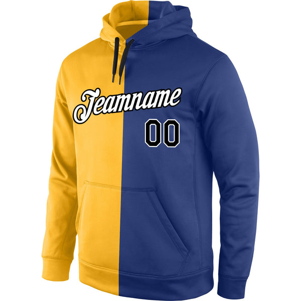Custom Stitched Gold Black-Royal Split Fashion Sports Pullover Sweatshirt Hoodie alternate