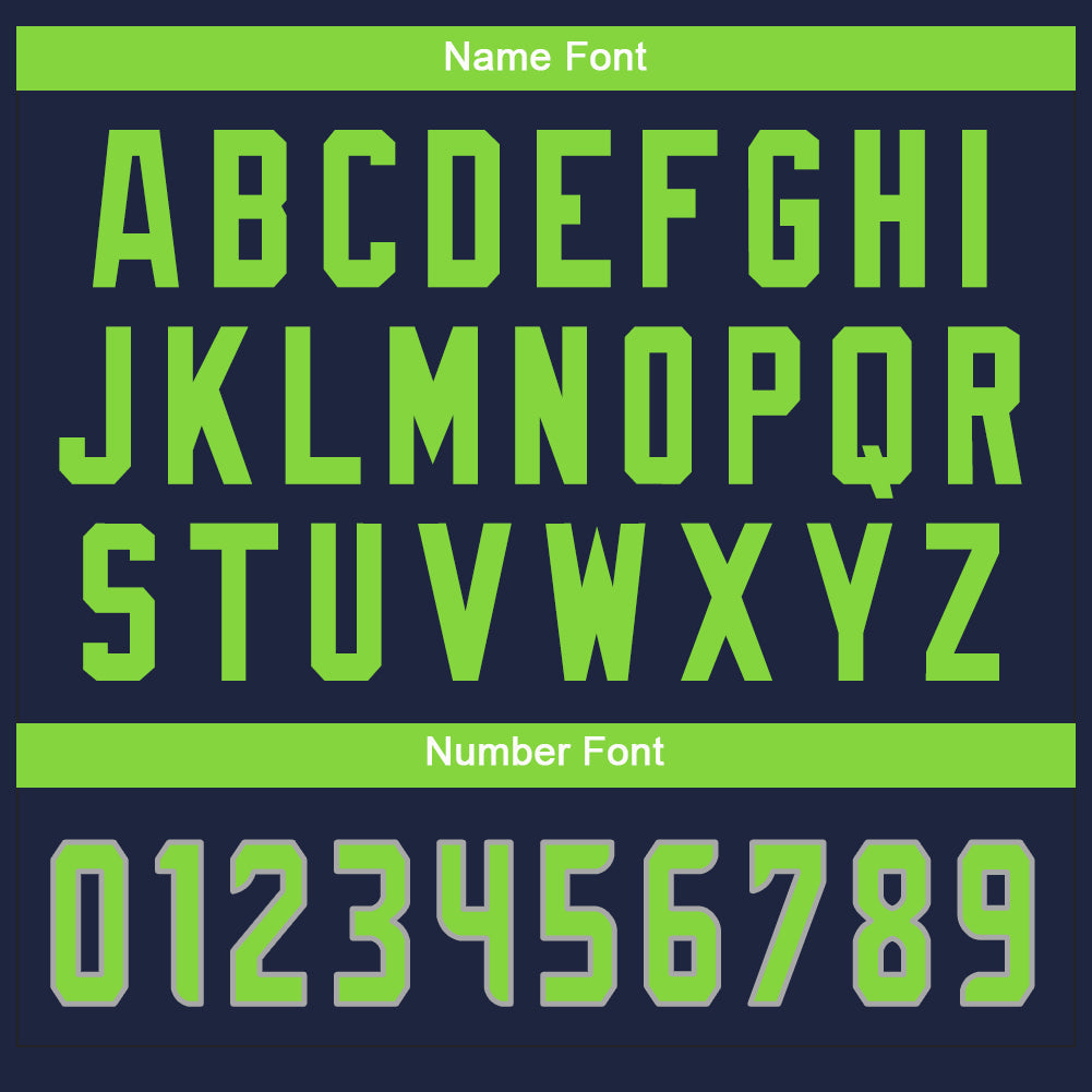 Custom Navy Neon Green-White Split Fashion Football Jersey - Detail