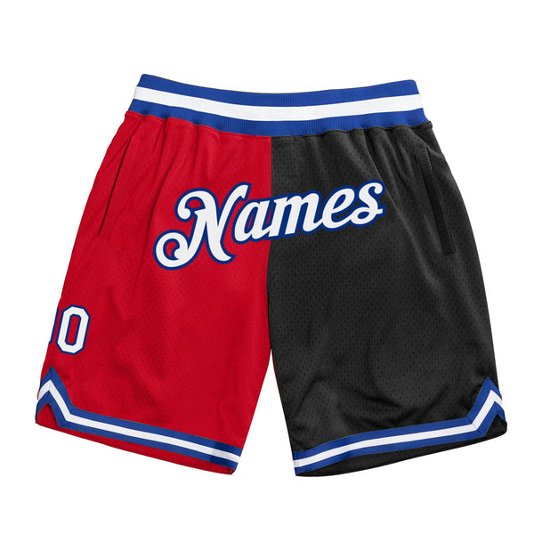 Custom Red White-Black Authentic Throwback Split Fashion Basketball Shorts