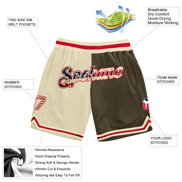 Custom Cream Vintage USA Flag-Olive Authentic Throwback Split Fashion Basketball Shorts alternate