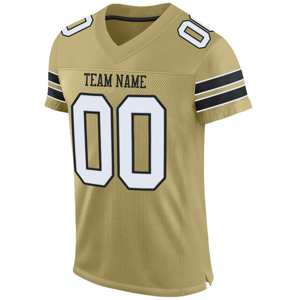 Custom Vegas Gold White-Black Mesh Authentic Football Jersey alternate