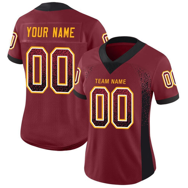 Custom Burgundy Black-Gold Drift Fashion Football Jersey alternate