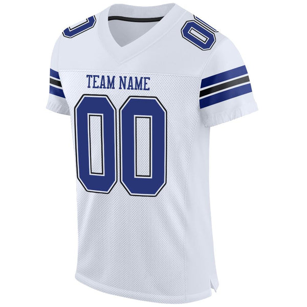 Custom White Royal-Black Mesh Authentic Football Jersey alternate