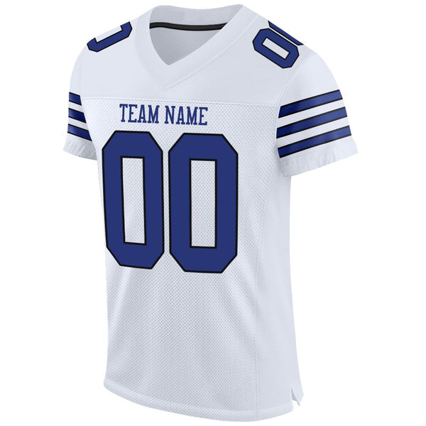 Custom White Royal-Black Mesh Authentic Football Jersey alternate