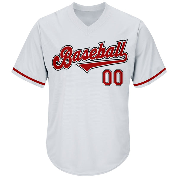 Custom White Red-Black Authentic Throwback Rib-Knit Baseball Jersey Shirt alternate