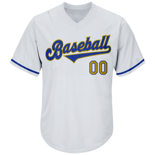 Custom White Old Gold-Royal Authentic Throwback Rib-Knit Baseball Jersey Shirt alternate