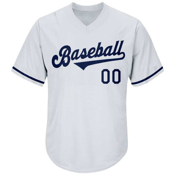 Custom White Navy Authentic Throwback Rib-Knit Baseball Jersey Shirt alternate