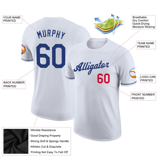 Custom White Royal-Red Performance T-Shirt alternate