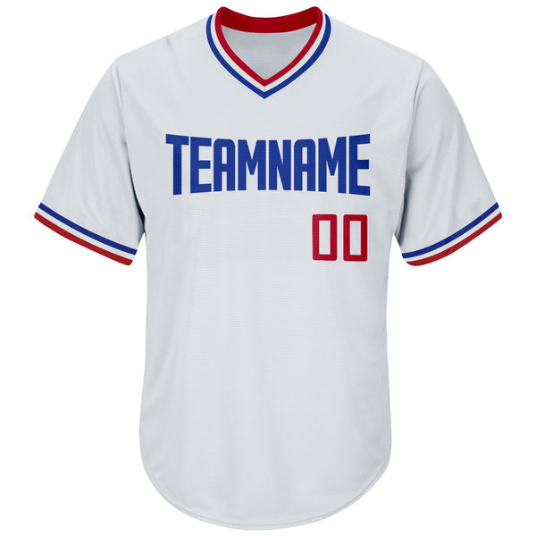 Custom White Red-Royal Authentic Throwback Rib-Knit Baseball Jersey Shirt alternate