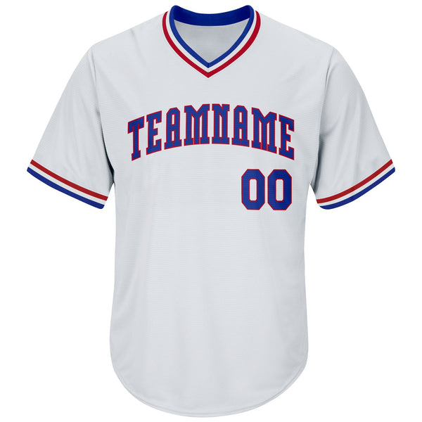 Custom White Royal-Red Authentic Throwback Rib-Knit Baseball Jersey Shirt alternate