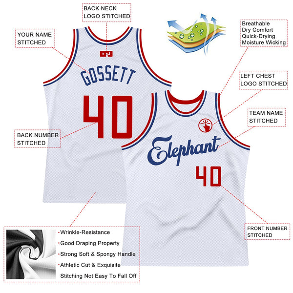 Custom White Red-Royal Authentic Throwback Basketball Jersey alternate