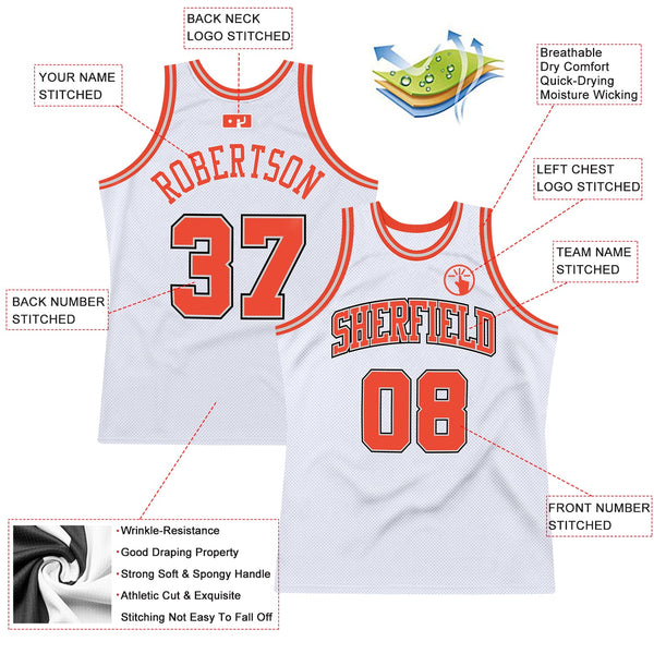 Custom White Orange-Gray Authentic Throwback Basketball Jersey alternate
